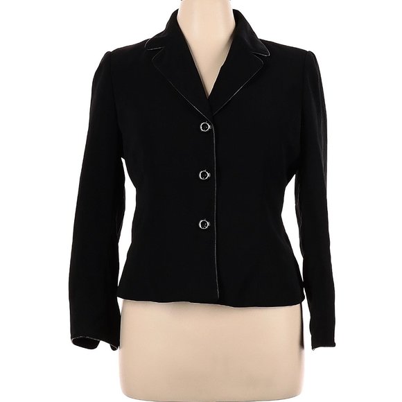 Kasper Solid Black Blazer, 14P - Picture 1 of 2